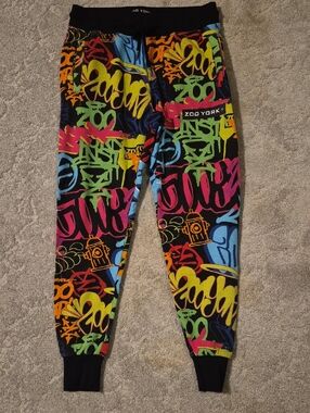 Zoo York Black Graffiti Print Joggers with Neon Accents